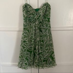 Silk Tadashi Summer dress in green and white